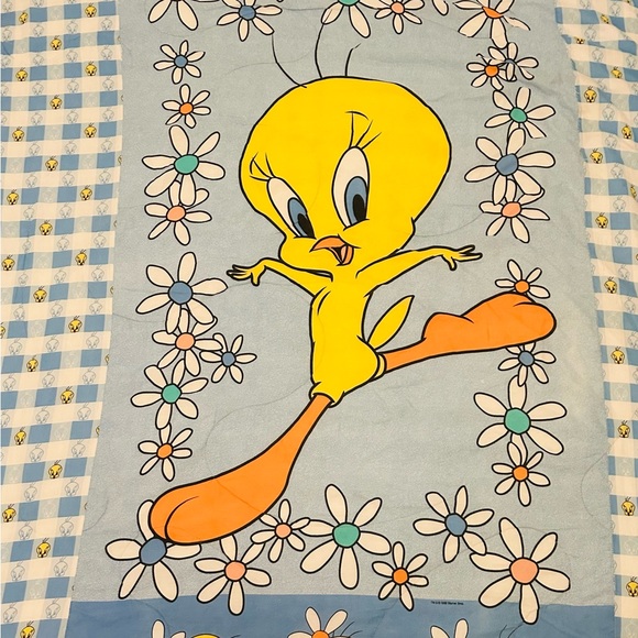 Vintage 1998 WB Looney Tunes Tweety Bird Reversible 90s Comforter Full/queen - Picture 1 of 7